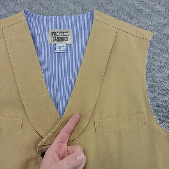 Frontier Classics Double-Breasted Vest Men's XL Tan Lined Canvas Eight Button - Picture 4 of 9
